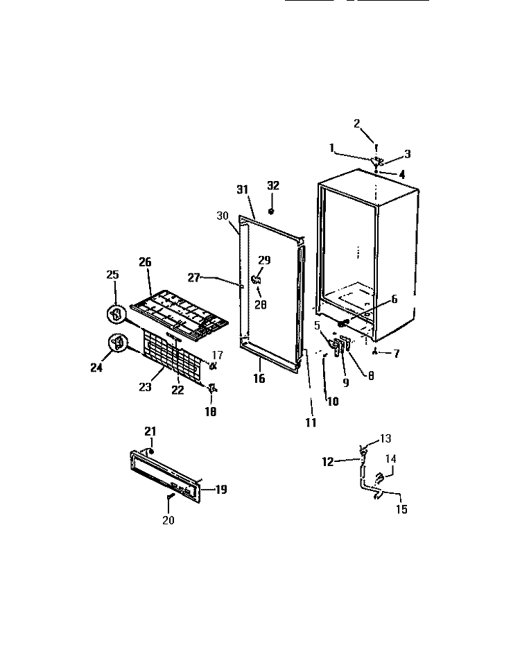 CABINET Diagram and Parts List for UFS101DM1  Kelvinator Freezer