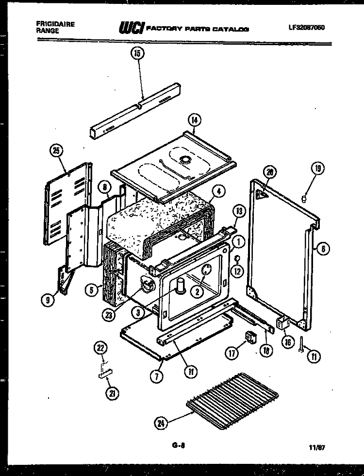 BODY PARTS Diagram and Parts List for RA30BEW0  Frigidaire Range