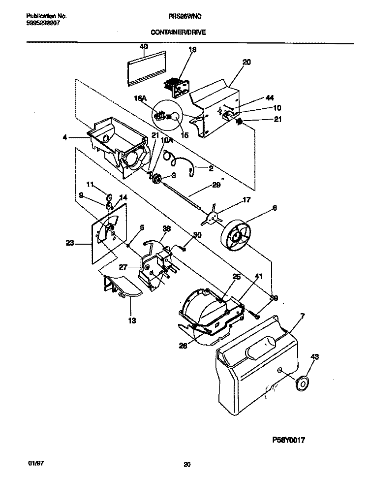CONTAINER / DRIVE Diagram and Parts List for FRS26WNCW5  Frigidaire Refrigerator