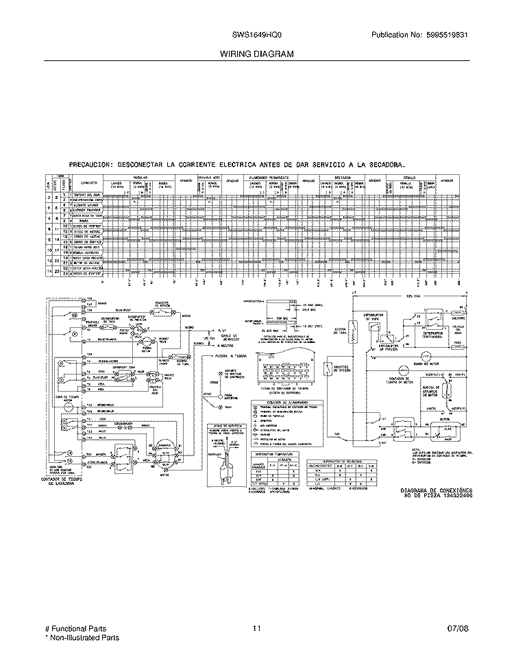 WIRING DIAGRAM Diagram and Parts List for SWS1649HQ0  Westinghouse Washer