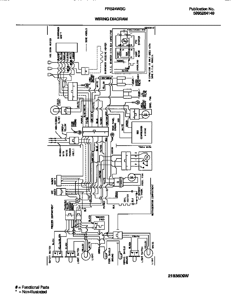 WIRING DIAGRAM Diagram and Parts List for FRS24WSCB0  Frigidaire Refrigerator