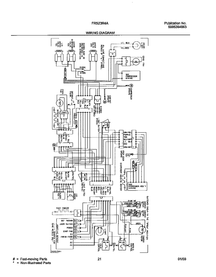 WIRING DIAGRAM Diagram and Parts List for FRS23R4AW9  Frigidaire Refrigerator