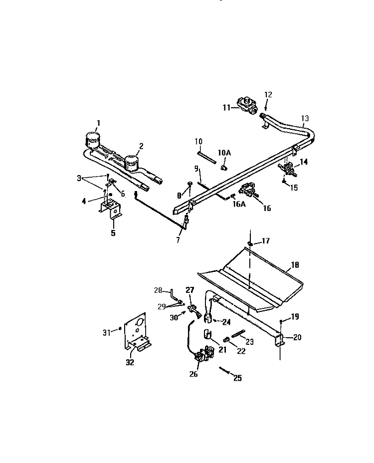 BURNER ASSY. Diagram and Parts List for GF420HXW3  Frigidaire Wall Oven