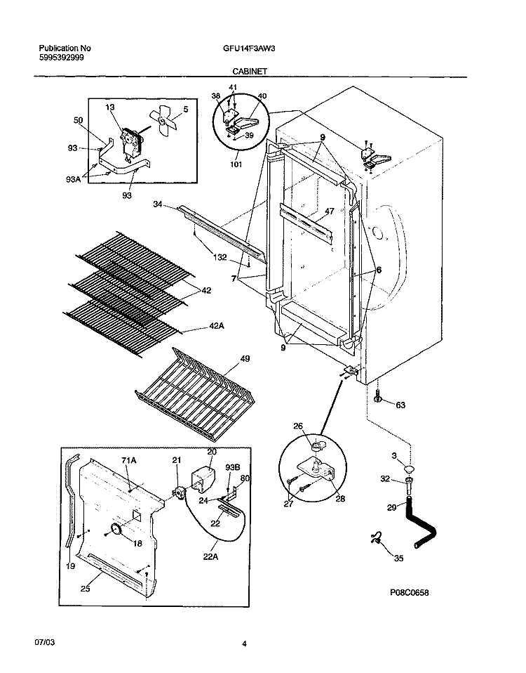 CABINET Diagram and Parts List for GFU14F3AW3  Gibson Freezer