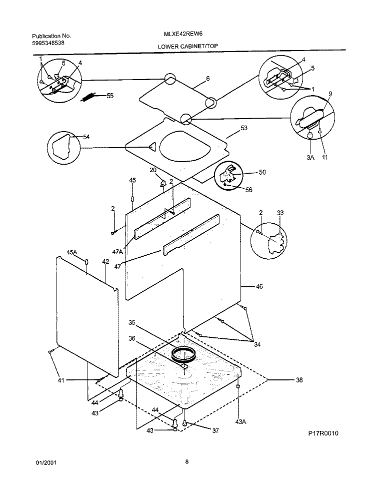 WSHR CAB, TOP Diagram and Parts List for MLXE42REW6  Uni Washer Dryer Combo