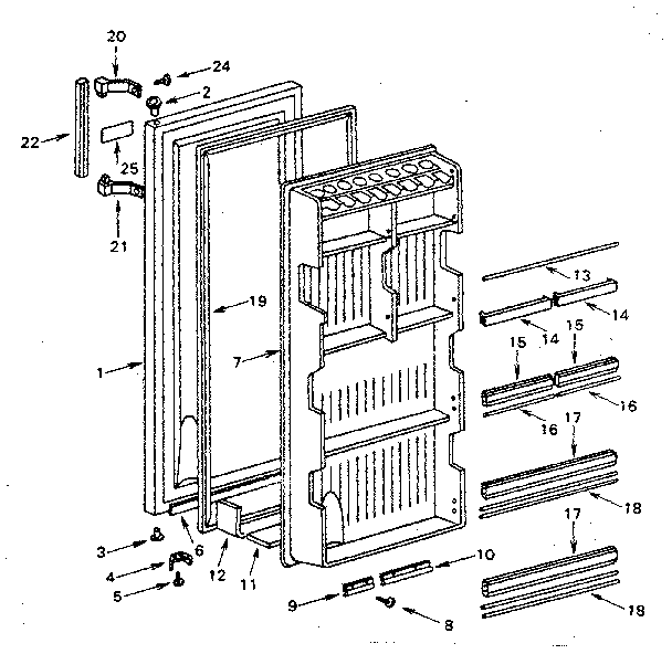 Door Parts Diagram and Parts List for 5648611180  Kenmore Refrigerator