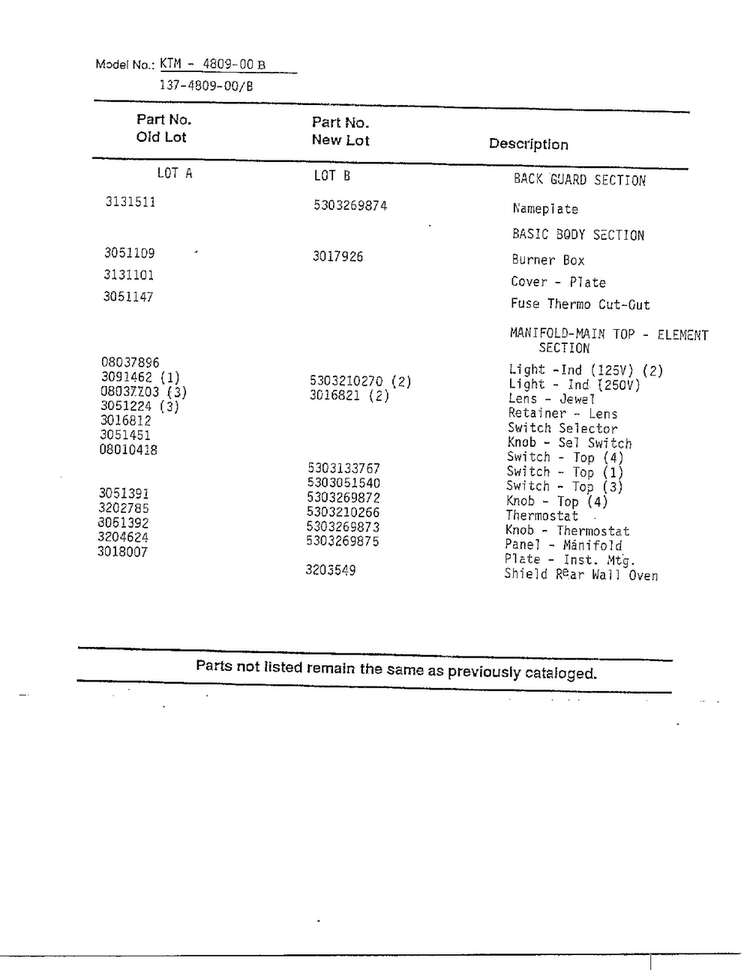 Range/ Basic Body Page 3 Diagram and Parts List for 4809A  Frigidaire Range