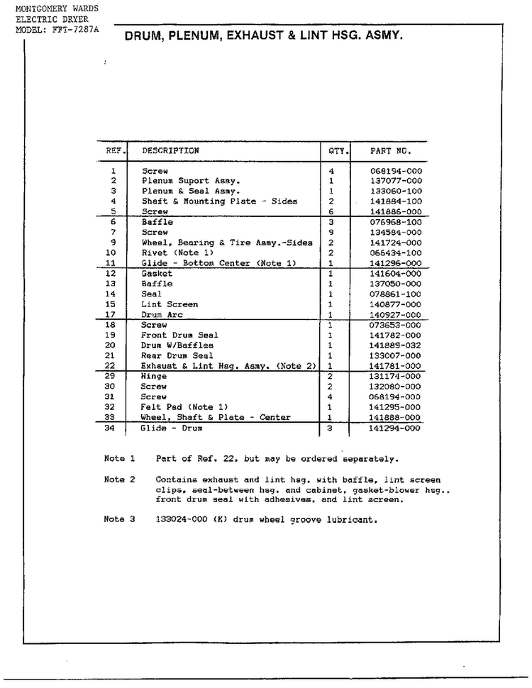 Drum/plenum/exhaust/lint Hsg. Assy Page 2 Diagram and Parts List for 7287A  Frigidaire Dryer