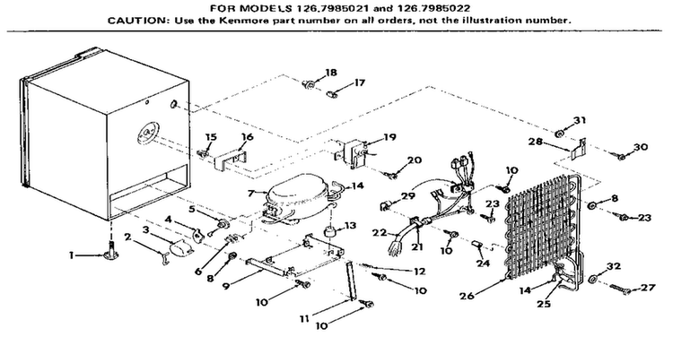 Unit Parts Diagram and Parts List for 1267985021  Kenmore Ice Maker