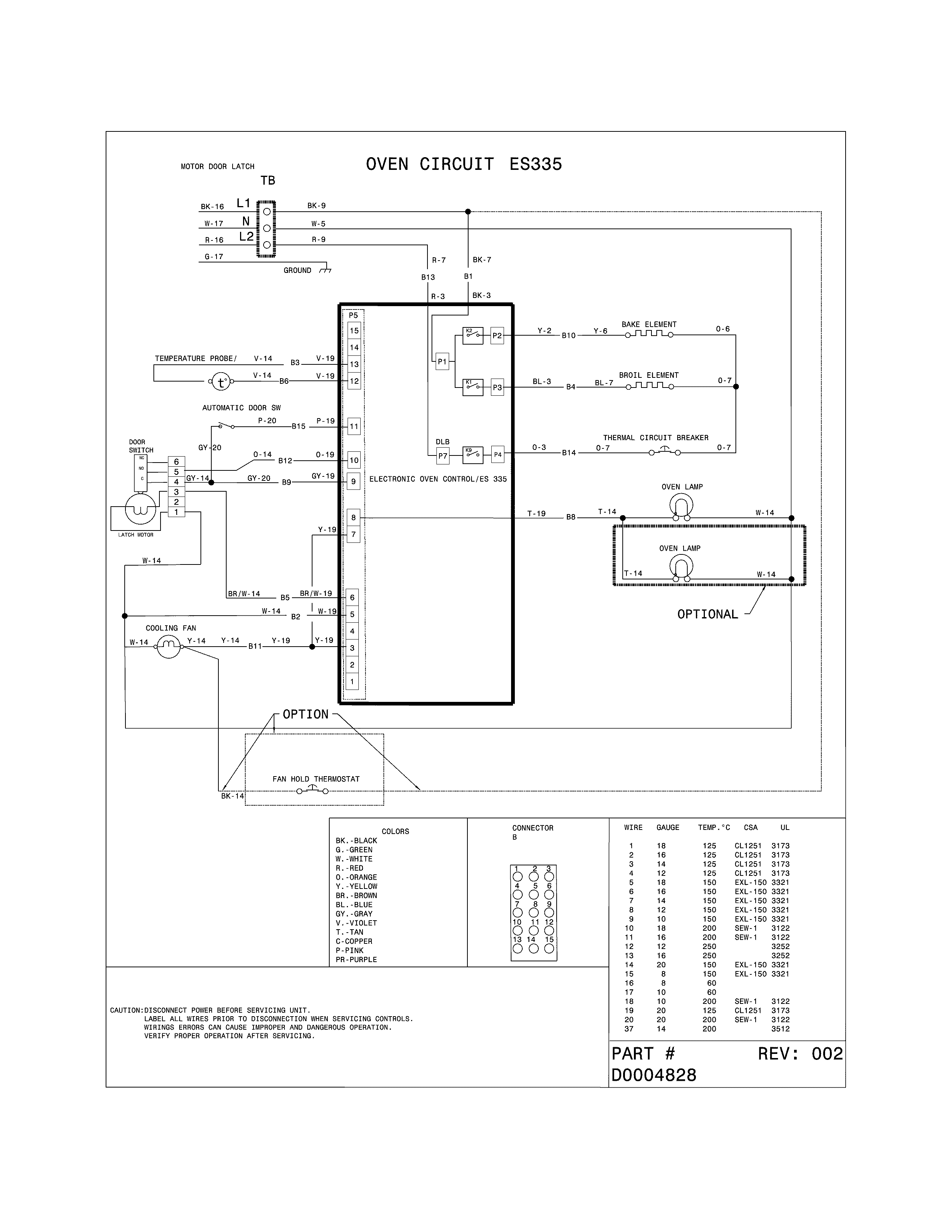 Wiring Diagram Diagram and Parts List for 79042533315  Kenmore Range