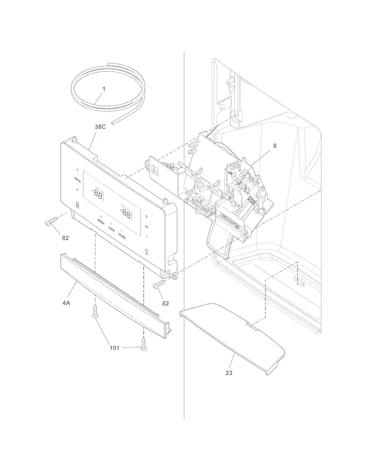 Ice & Water Dispenser Diagram and Parts List for FGHS2655PF0  Frigidaire Refrigerator