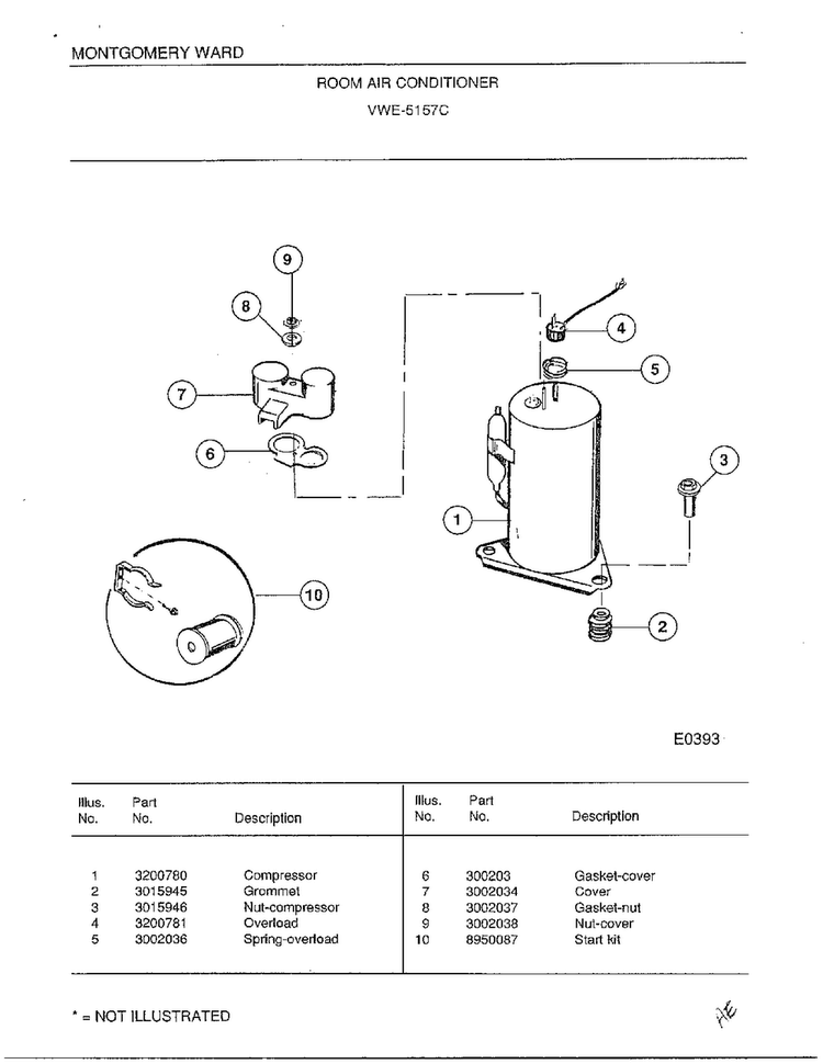 Room Air Conditioner Page 4 Diagram and Parts List for 5198B  Frigidaire Air Conditioner