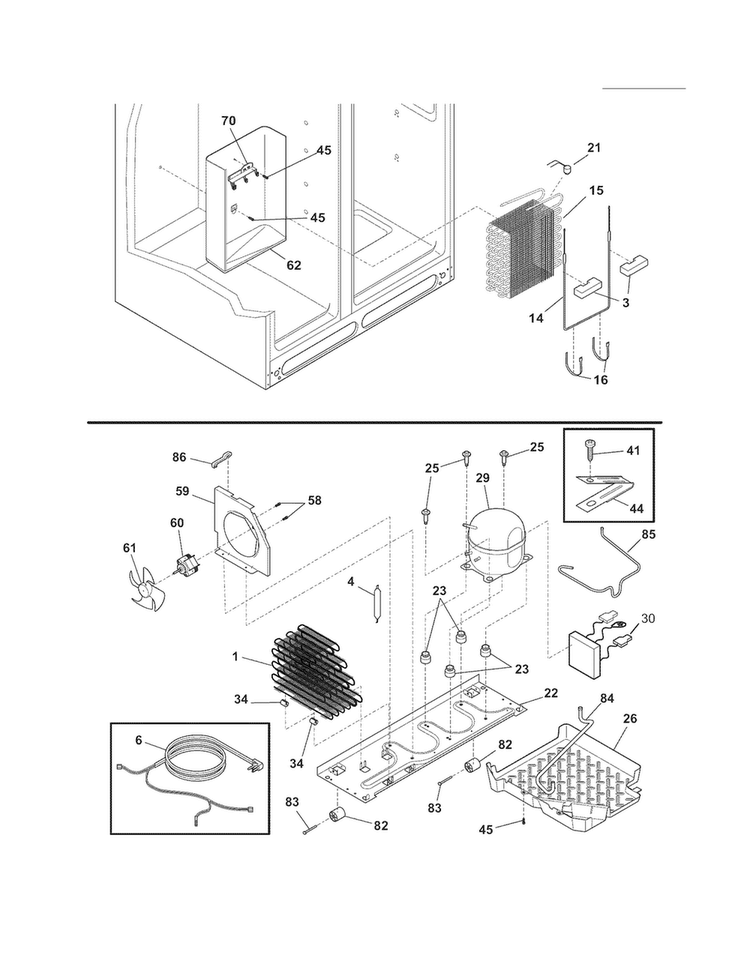 System Diagram and Parts List for FPHC2399KF6  Frigidaire Refrigerator