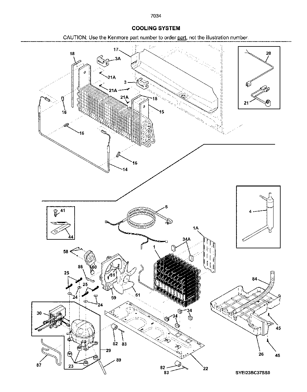 System Diagram and Parts List for 2537034241H  Kenmore Refrigerator