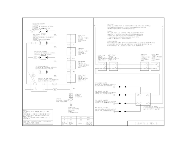 Wiring Diagram Diagram and Parts List for FFGC3026SBA  Frigidaire Cooktop