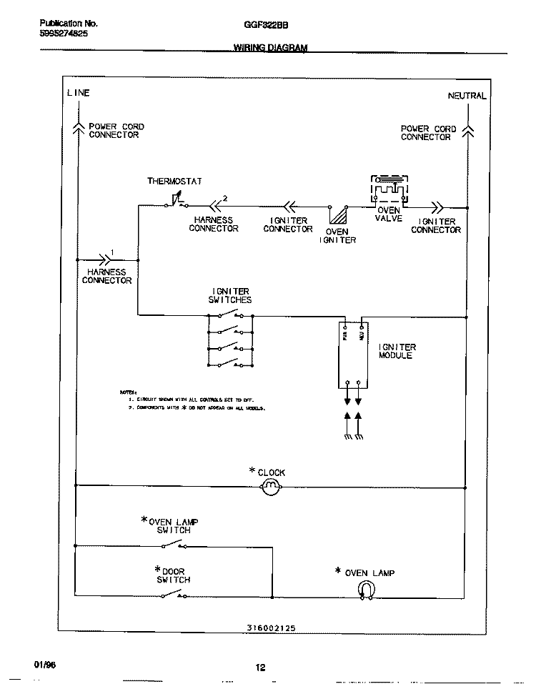 WIRING DIAGRAM Diagram and Parts List for GGF322BBWD  Gibson Range