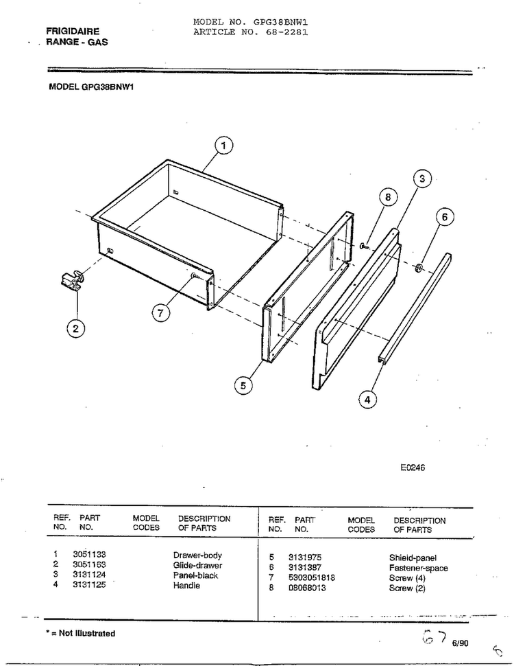 Frigidaire Range-gas Page 2 Diagram and Parts List for 2281  Frigidaire Range