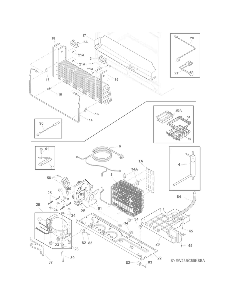 Cooling System Diagram and Parts List for EW28BS85KSDA  Electrolux Refrigerator