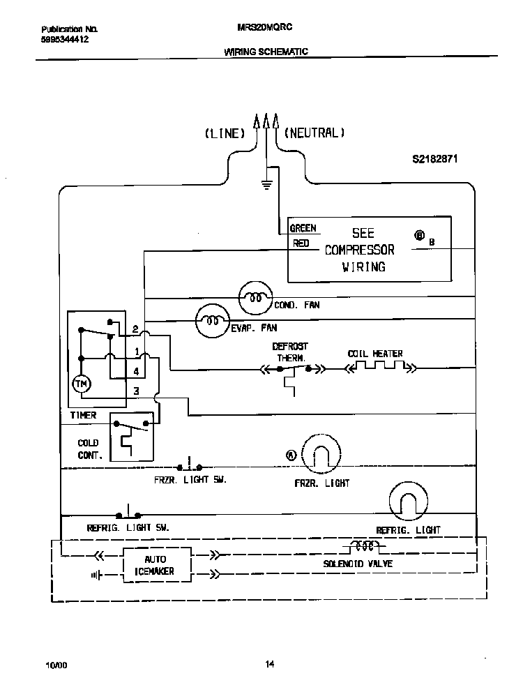 Wiring Schematic Diagram and Parts List for WRS20MQRCW0  Westinghouse Refrigerator