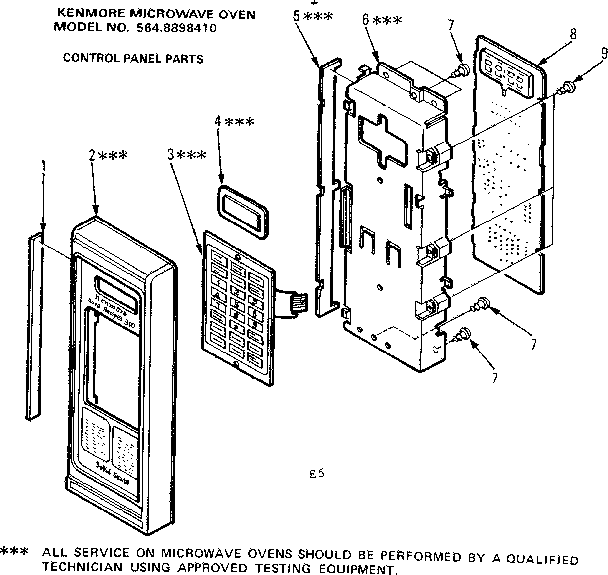 Control Panel Parts Diagram and Parts List for 5648898410  Kenmore Microwave