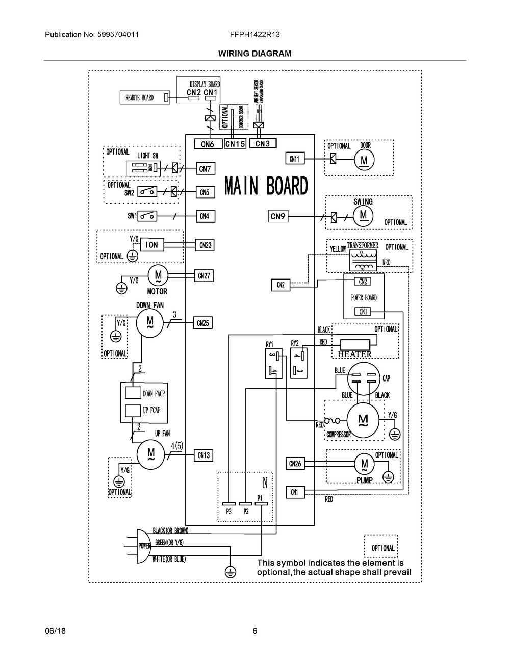 Wiring Diagram Diagram and Parts List for FFPH1422R13  Frigidaire Air Conditioner