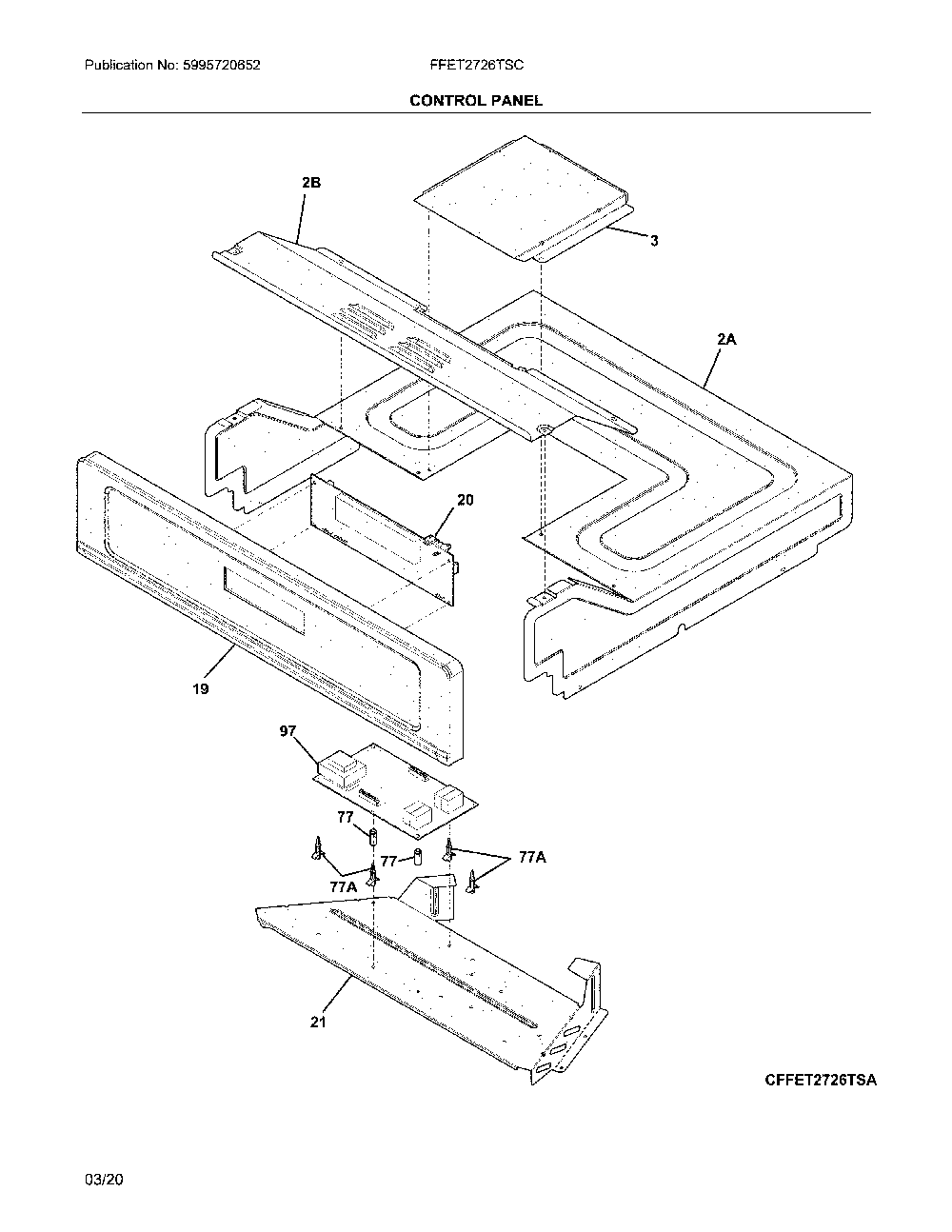 Control Diagram and Parts List for FFET2726TSC  Frigidaire Wall Oven
