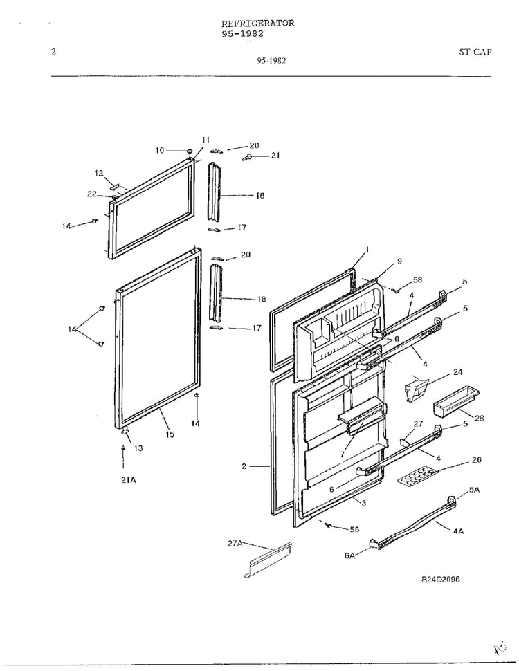 Electrical Equipment Diagram and Parts List for 95-1982  Frigidaire Refrigerator