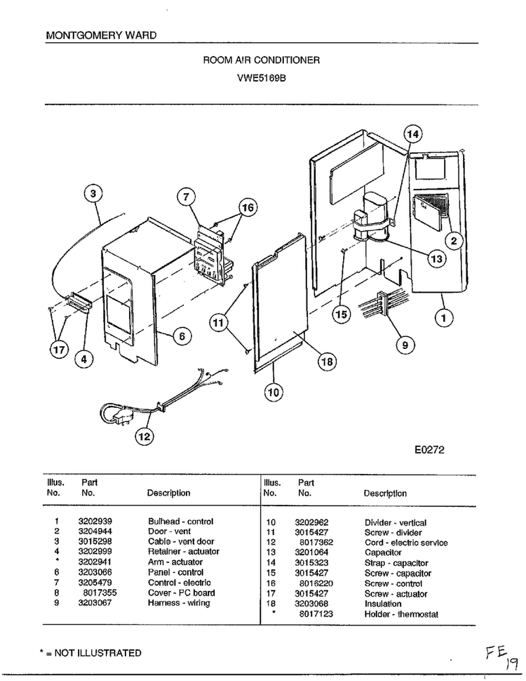 Room Air Conditioner Page 2 Diagram and Parts List for 5169B  Frigidaire Air Conditioner