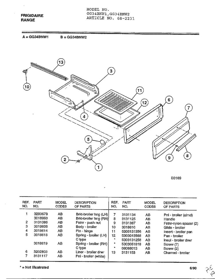 Frigidaire Range Page 3 Diagram and Parts List for 2231  Frigidaire Range