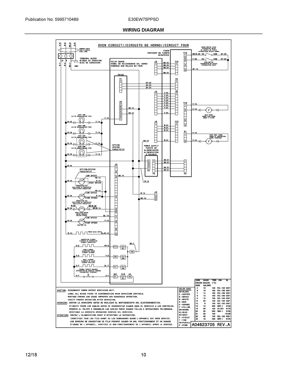 Wiring Diagram Diagram and Parts List for E30EW75PPSD  Frigidaire Wall Oven