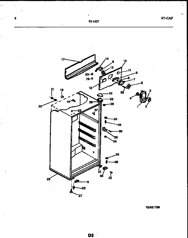 CABINET PARTS Diagram and Parts List for 95-1437-00-04  Tappan Refrigerator
