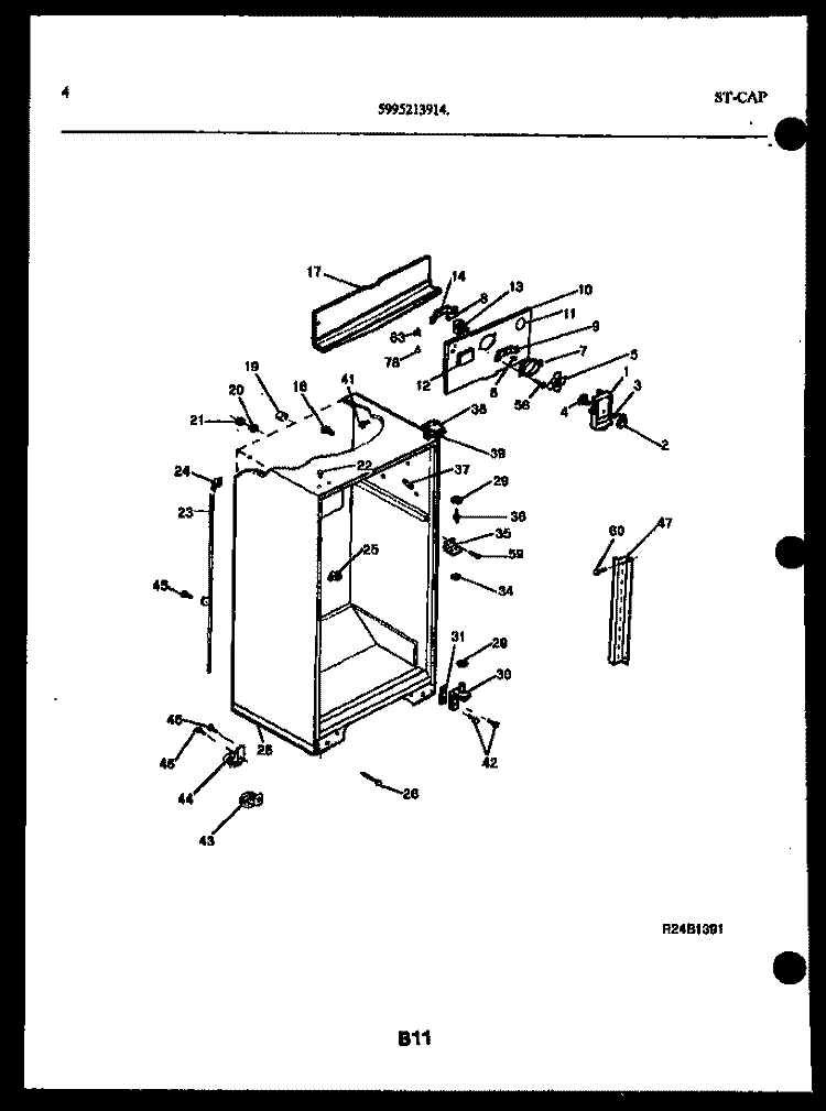CABINET PARTS Diagram and Parts List for TSK210HN0T  Kelvinator Refrigerator