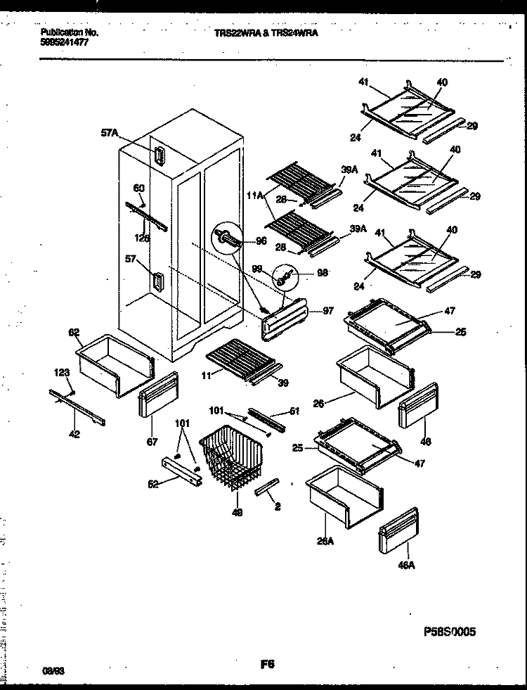 SHELVES AND SUPPORTS Diagram and Parts List for TRS24WRAB0  Tappan Refrigerator