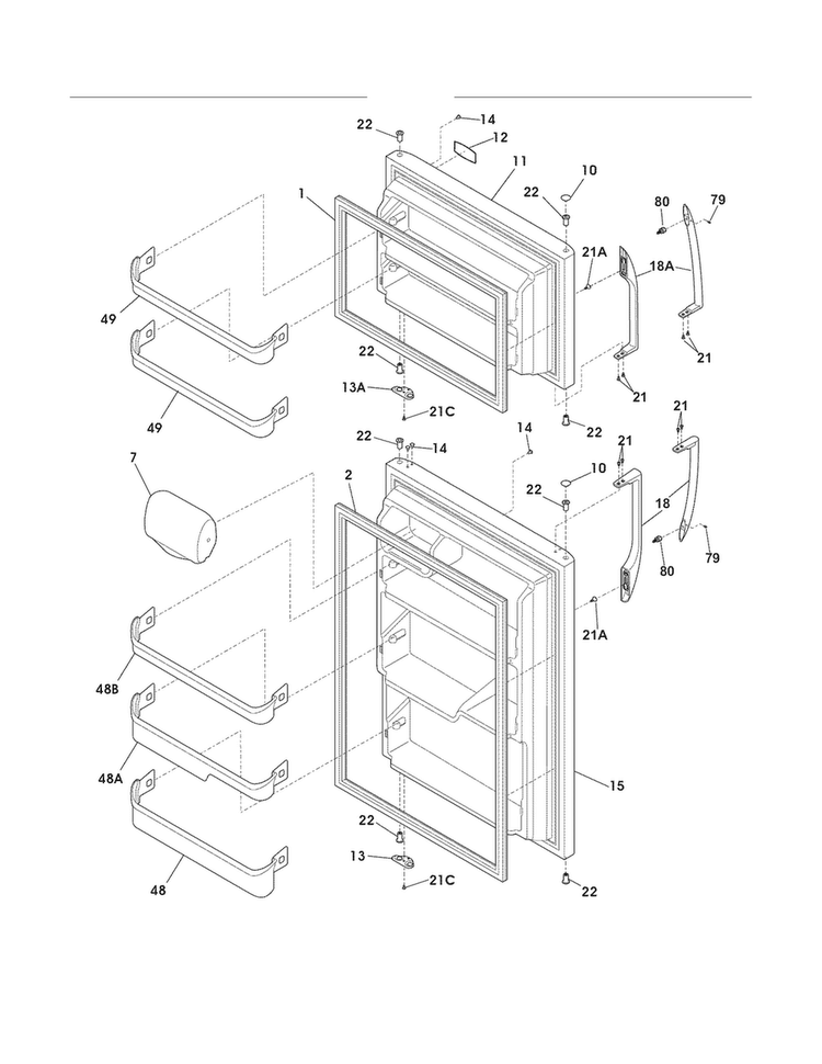 Door Diagram and Parts List for FFHT2126LS3  Frigidaire Refrigerator