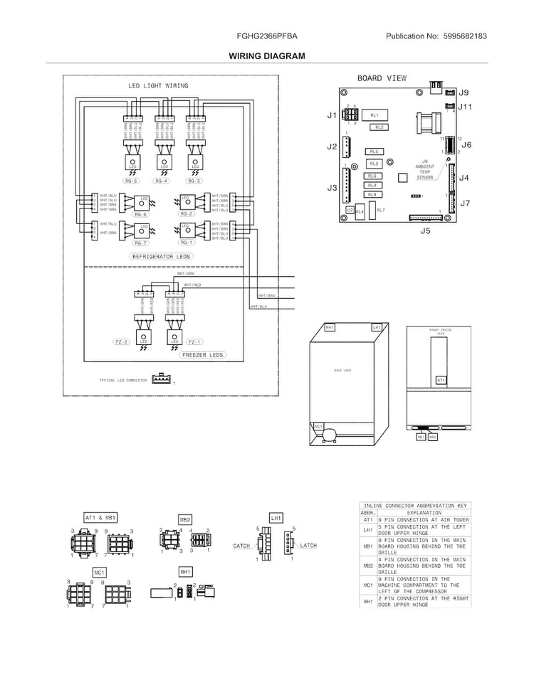 Wiring Diagram Diagram and Parts List for FGHG2366PFBA  Frigidaire Refrigerator