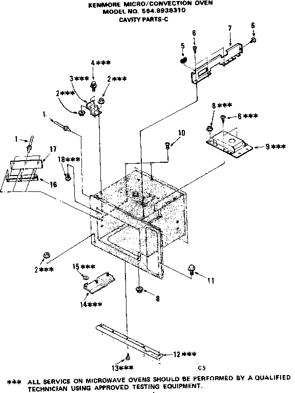 Convection Oven/cavity Parts-c Diagram and Parts List for 5648938310  Kenmore Microwave