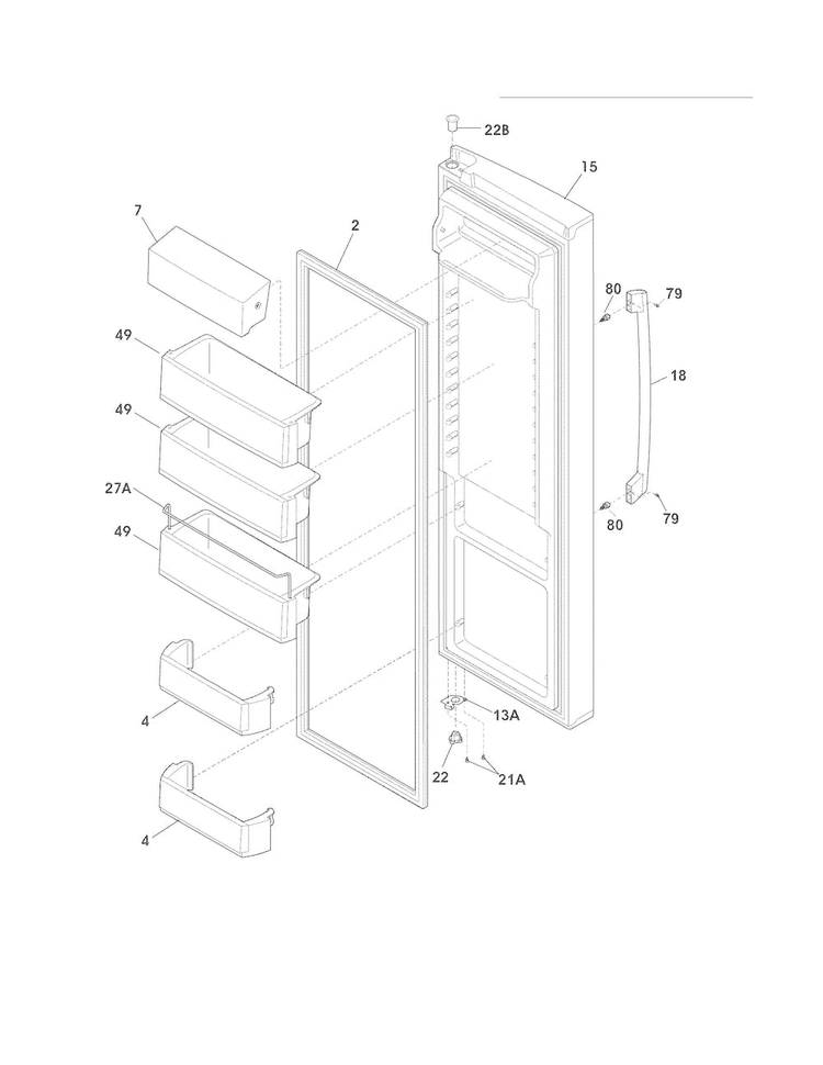 Refrigerator Door Diagram and Parts List for EW26SS70IS6  Electrolux Refrigerator
