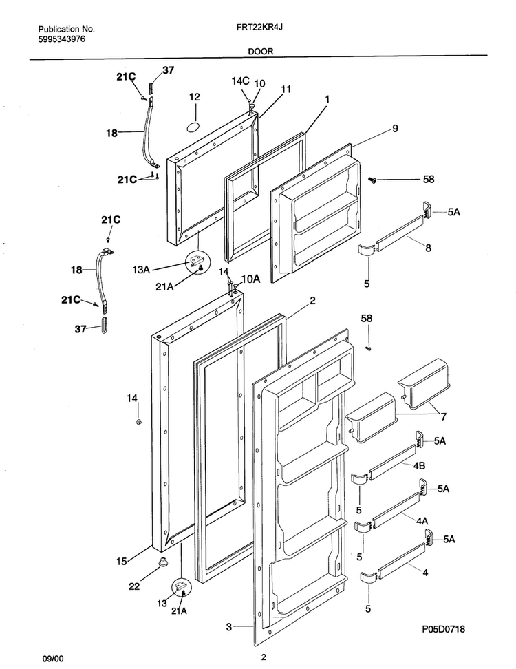 Door Diagram and Parts List for OEMFRGCONV3K  Frigidaire Refrigerator