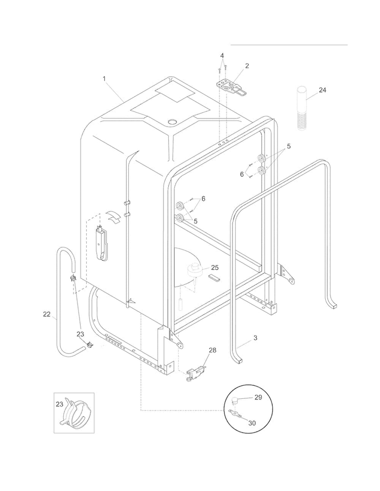 Tub Diagram and Parts List for FFBD2406NS0A  Frigidaire Dishwasher