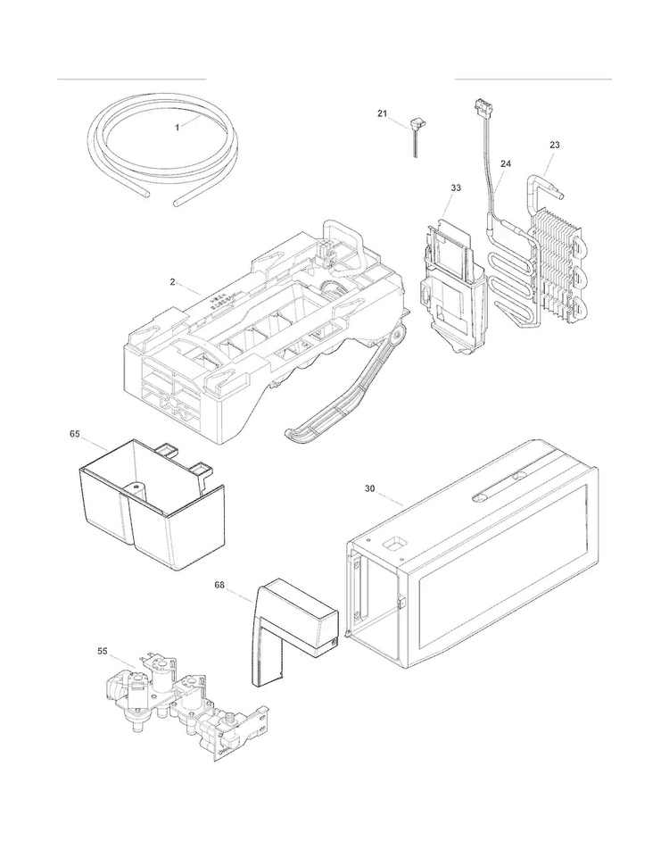 Ice Maker Diagram and Parts List for EW23BC71ISA  Electrolux Refrigerator