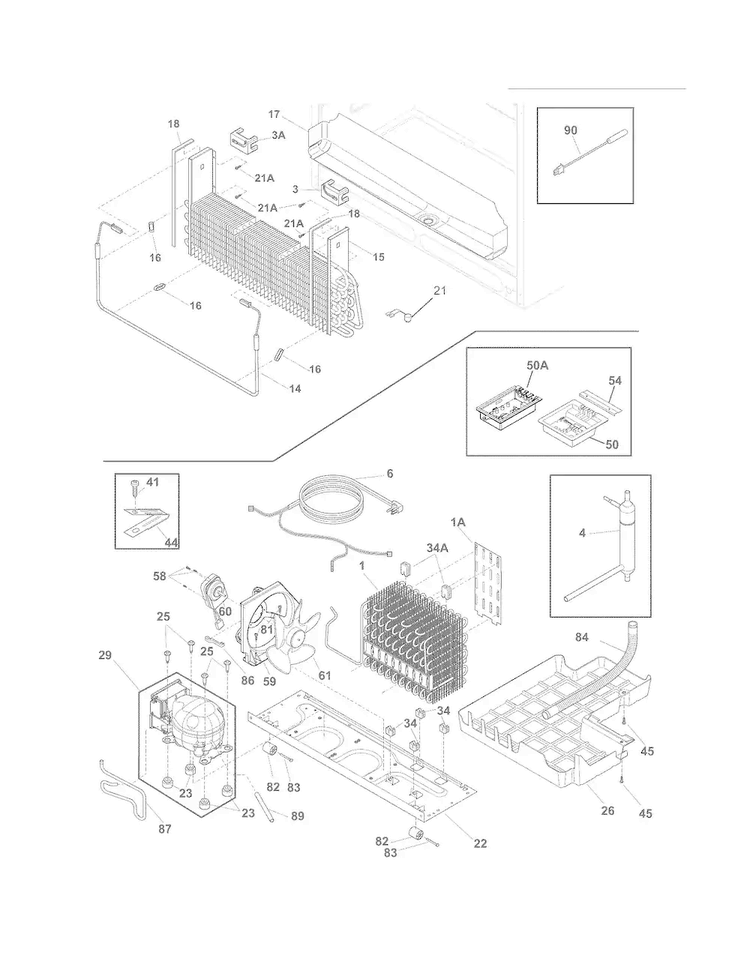 Cooling System Diagram and Parts List for FPHB2899LFA  Frigidaire Refrigerator