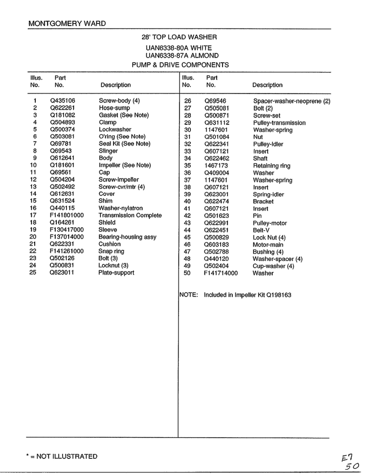 Pump And Drive Components Page 2 Diagram and Parts List for 6338A  Frigidaire Washer