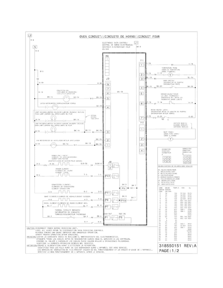 Wiring Diagram Diagram and Parts List for FGES3065KFG  Frigidaire Range