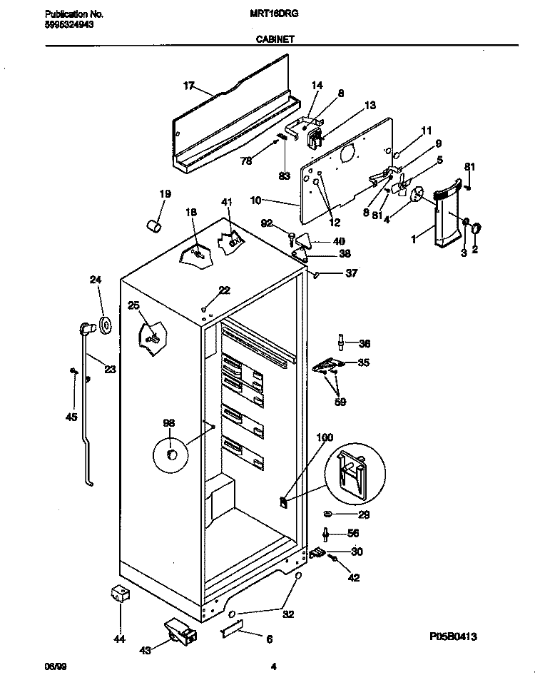 CABINET Diagram and Parts List for MRT16DRGD7  Frigidaire Refrigerator