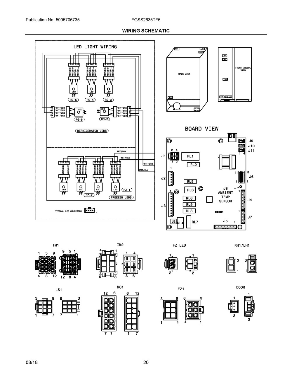 Wiring Schematic Diagram and Parts List for FGSS2635TF5  Frigidaire Refrigerator