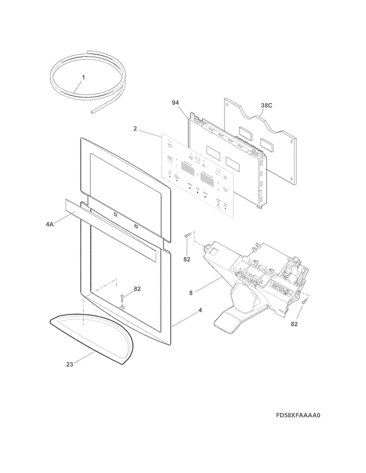 Controls & Ice Dispenser Diagram and Parts List for FGHB2844LEG  Frigidaire Refrigerator