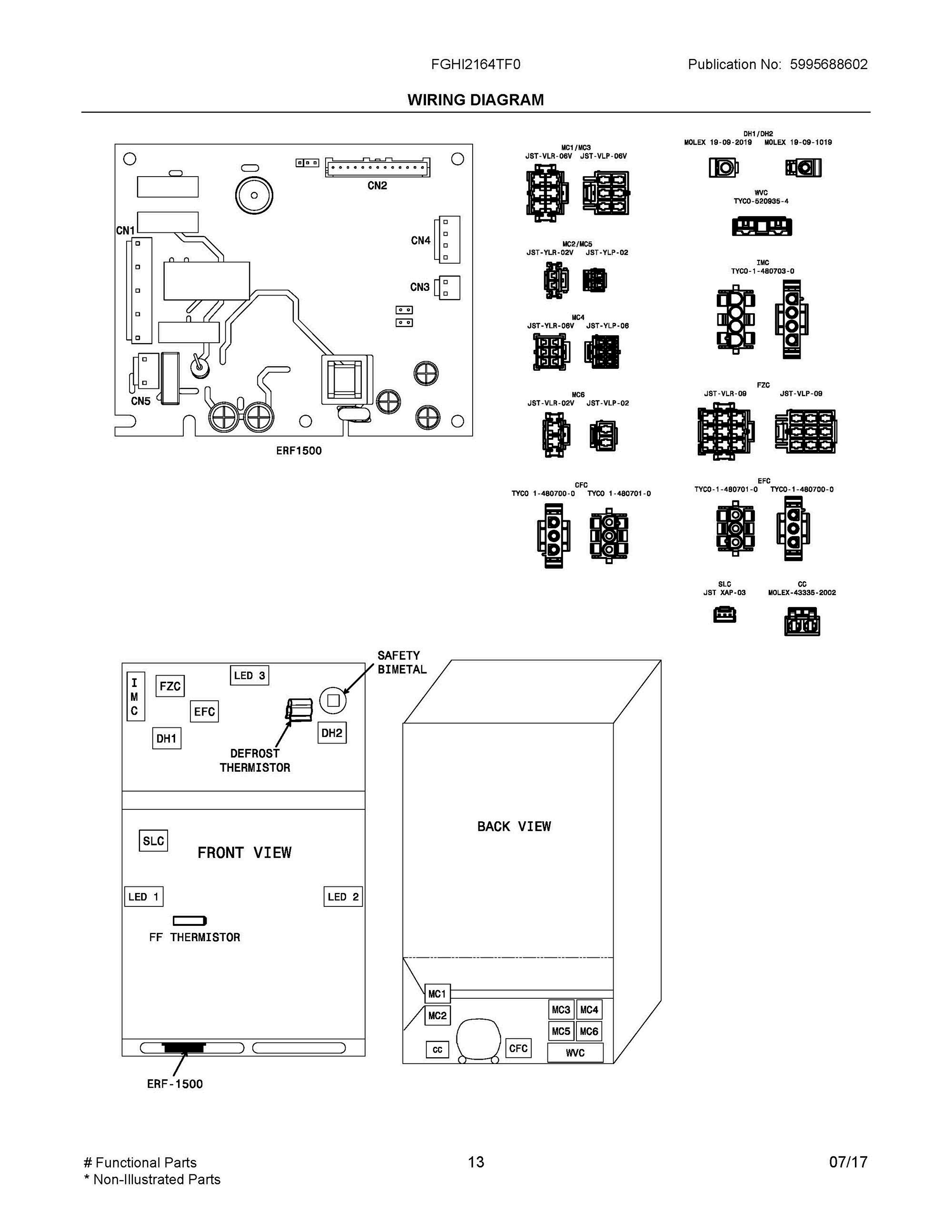 08 - WIRING DIAGRAM Diagram and Parts List for FGHI2164TF0  Frigidaire Refrigerator