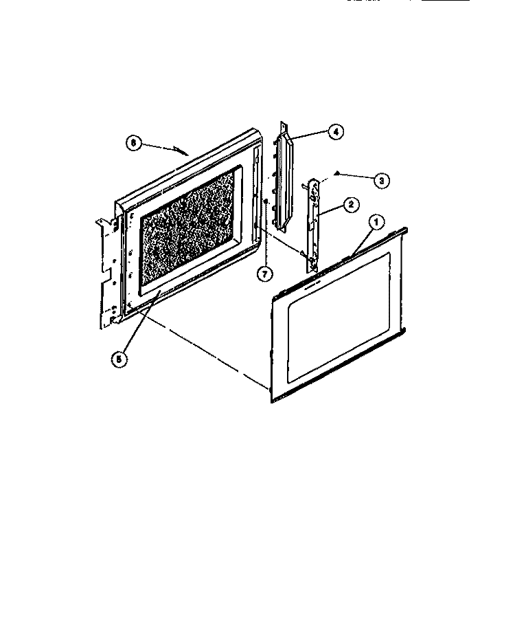 UPPER OVEN DOOR Diagram and Parts List for REM77BL4  Frigidaire Microwave Oven Combo
