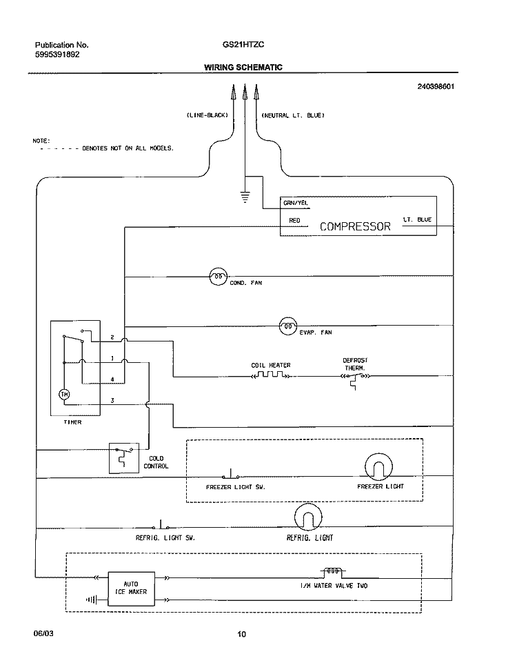 WIRING SCHEMATIC Diagram and Parts List for GS21HTZCC0  Frigidaire Refrigerator