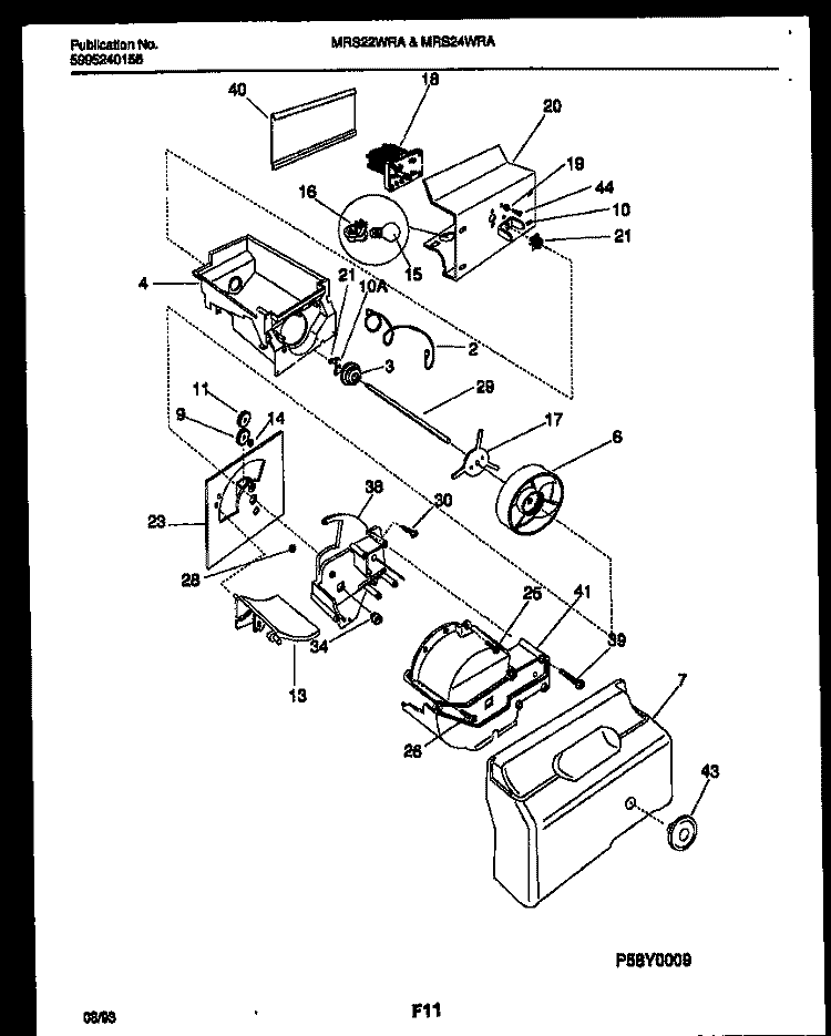 ICE DISPENSER Diagram and Parts List for MRS24WRADO  Frigidaire Refrigerator